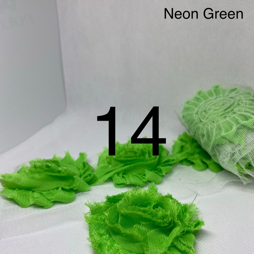 Lot of 14 Neon Green shabby flowers headbands NEW